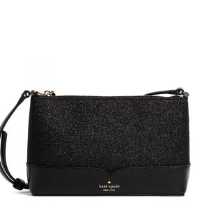 Kate Spade, NWOT, Glittery Crossbody Bag, Zipper Closure, Color Black